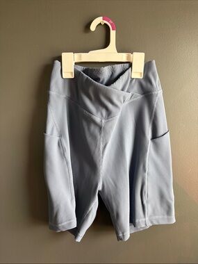 Medium, Blue Ribbed Biker Shorts